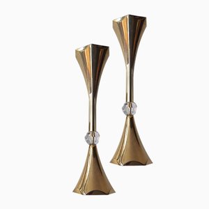 Gold Plated Candleholders from Asmussen, 1960s, Set of 2-QDP-844893