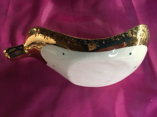 Gold-Plated Ceramic Container from Grand Lux, Belgium, 1950s-WQQ-1133236