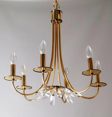 Gold-Plated Crown Chandelier, Italy, 1980s-ESB-1376894