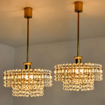 Gold-Plated Crystal Glass Chandeliers for Interna, 1960, Set of 4-VDW-910032