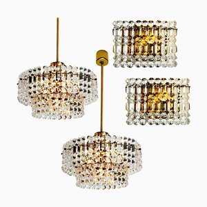 Gold-Plated Crystal Glass Chandeliers for Interna, 1960, Set of 4-VDW-910032