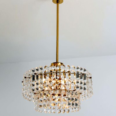 Gold-Plated Crystal Glass Chandeliers from Kinkeldey, 1970s, Set of 2-VDW-746855