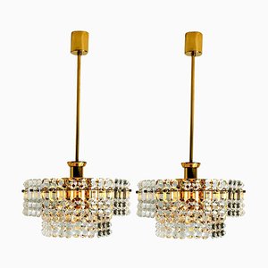 Gold-Plated Crystal Glass Chandeliers from Kinkeldey, 1970s, Set of 2-VDW-746855