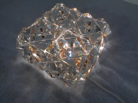 Gold-Plated & Crystal Glass Flush Mount Light from Kinkeldey, 1970s-RDW-692093