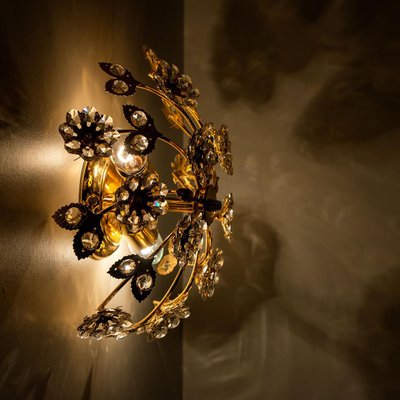 Gold-Plated Flower Wall Light or Flushmount from Palwa-VDW-1090288