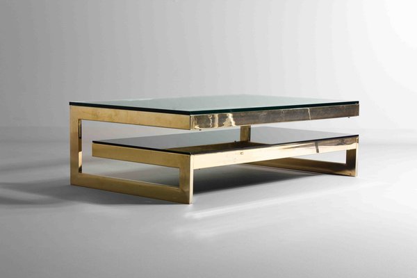 Gold Plated G-Shaped Coffee Table from Belgochrom, 1970s-LIO-1807916