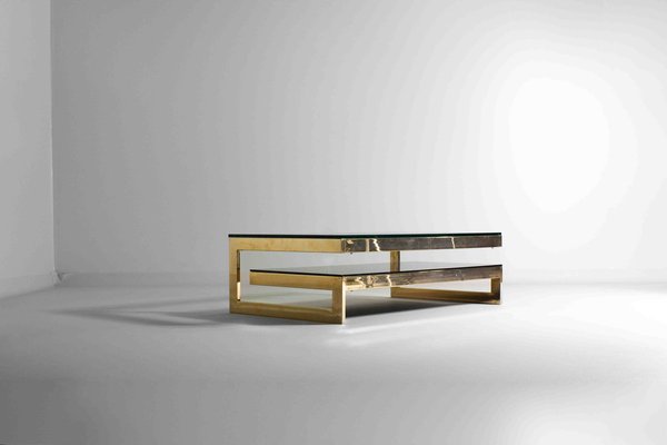 Gold Plated G-Shaped Coffee Table from Belgochrom, 1970s-LIO-1807916