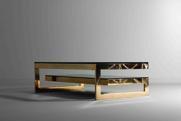 Gold Plated G-Shaped Coffee Table from Belgochrom, 1970s-LIO-1807916