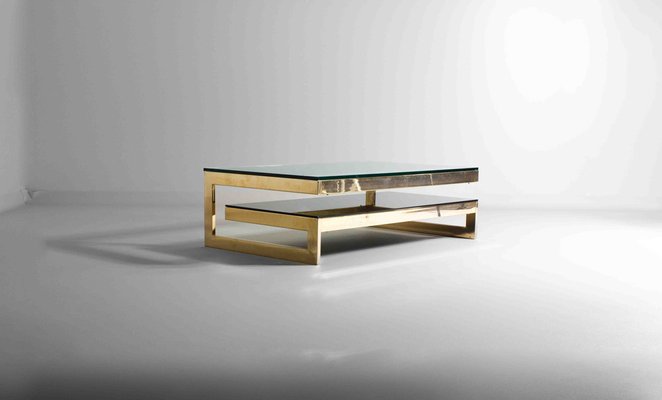 Gold Plated G-Shaped Coffee Table from Belgochrom, 1970s-LIO-1807916