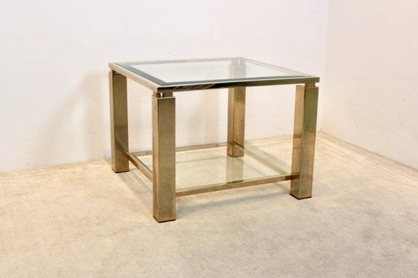 Gold-Plated Glass Side Table-MO-1158537