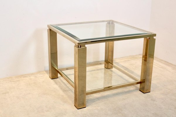 Gold-Plated Glass Side Table-MO-1158537