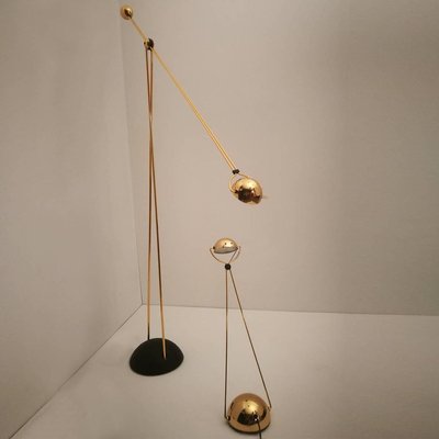 Gold-Plated Halogen Floor and Table Lamp from Stefano Cevoli, Italy, 1980s, Set of 2-VDW-839166