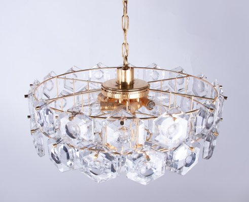 Gold-Plated Kinkeldey Chandelier in Crystal & Brass, Germany, 1960s-DEK-2039458