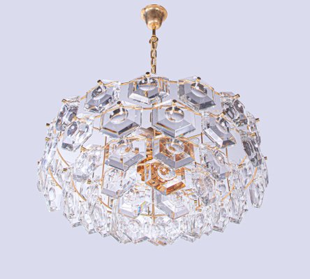 Gold-Plated Kinkeldey Chandelier in Crystal & Brass, Germany, 1960s-DEK-2039458