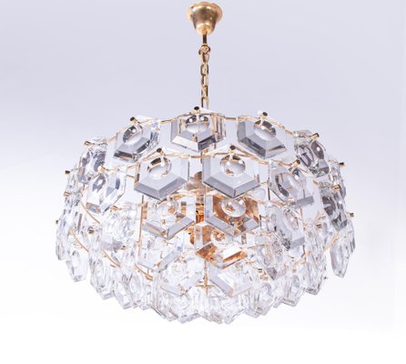 Gold-Plated Kinkeldey Chandelier in Crystal & Brass, Germany, 1960s-DEK-2039458