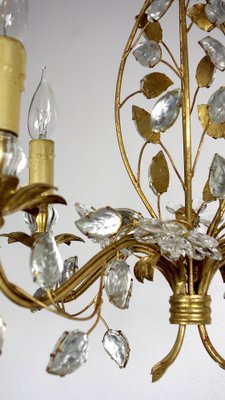 Gold-Plated Metal and Crystal Chandelier from Maison Bagues, 1970s-NGU-1786886