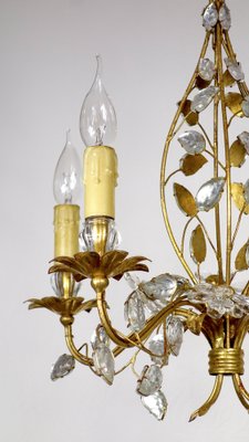 Gold-Plated Metal and Crystal Chandelier from Maison Bagues, 1970s-NGU-1786886