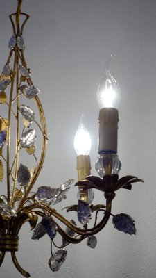 Gold-Plated Metal and Crystal Chandelier from Maison Bagues, 1970s-NGU-1786886