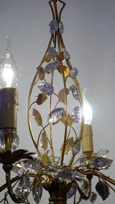 Gold-Plated Metal and Crystal Chandelier from Maison Bagues, 1970s-NGU-1786886