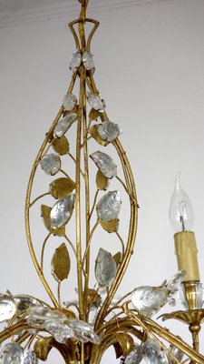 Gold-Plated Metal and Crystal Chandelier from Maison Bagues, 1970s-NGU-1786886