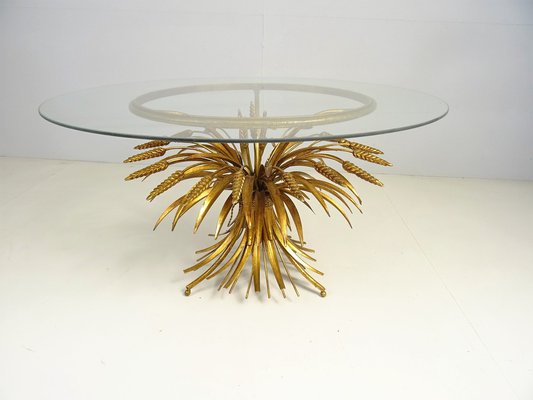 Gold-Plated Metal Coffee Table in Coco Chanel Style, 1960s-FPY-1364586