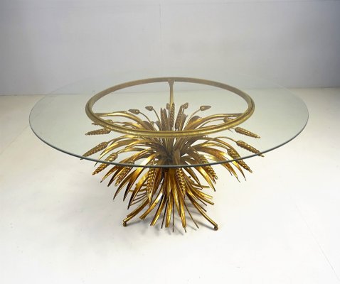 Gold-Plated Metal Coffee Table in Coco Chanel Style, 1960s-FPY-1364586