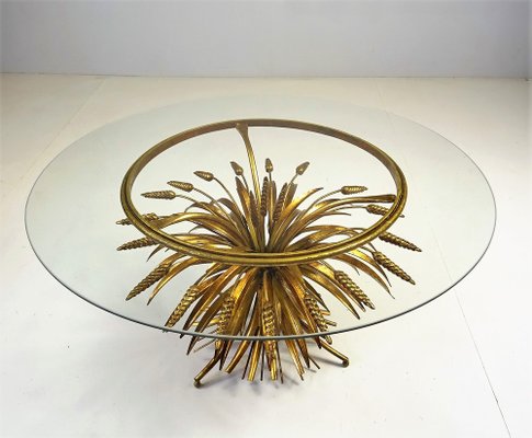 Gold-Plated Metal Coffee Table in Coco Chanel Style, 1960s-FPY-1364586