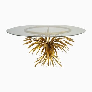 Gold-Plated Metal Coffee Table in Coco Chanel Style, 1960s-FPY-1364586