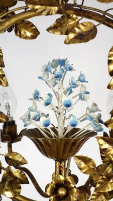 Gold-Plated Metal Flowers Wall Light, 1940s-NGU-1786895