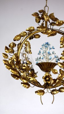 Gold-Plated Metal Flowers Wall Light, 1940s-NGU-1786895