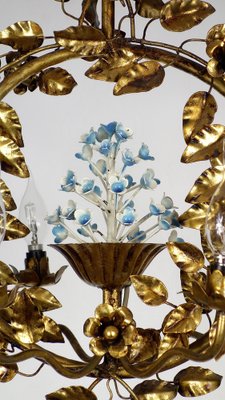 Gold-Plated Metal Flowers Wall Light, 1940s-NGU-1786895