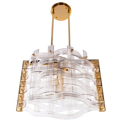 Gold Plated Nastri Murano Glass Chandelier from Venini, Italy-DEK-932441