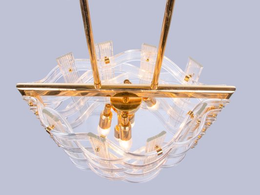 Gold Plated Nastri Murano Glass Chandelier from Venini, Italy-DEK-932441