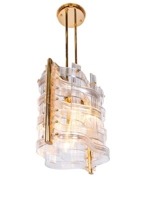 Gold Plated Nastri Murano Glass Chandelier from Venini, Italy-DEK-932441