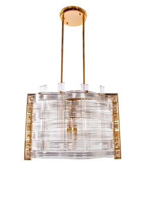 Gold Plated Nastri Murano Glass Chandelier from Venini, Italy-DEK-932441