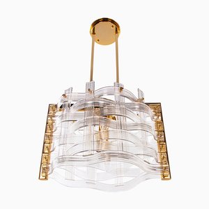 Gold Plated Nastri Murano Glass Chandelier from Venini, Italy-DEK-932441