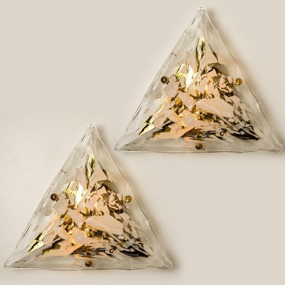 Gold-Plated Piramide Flush Mounts, 1970s, Italy, Set of 2-VDW-1033155