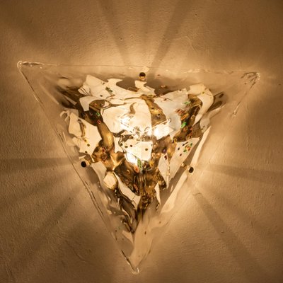 Gold-Plated Pyramide Flush Mount by Venini, Italy, 1980s-VDW-680996