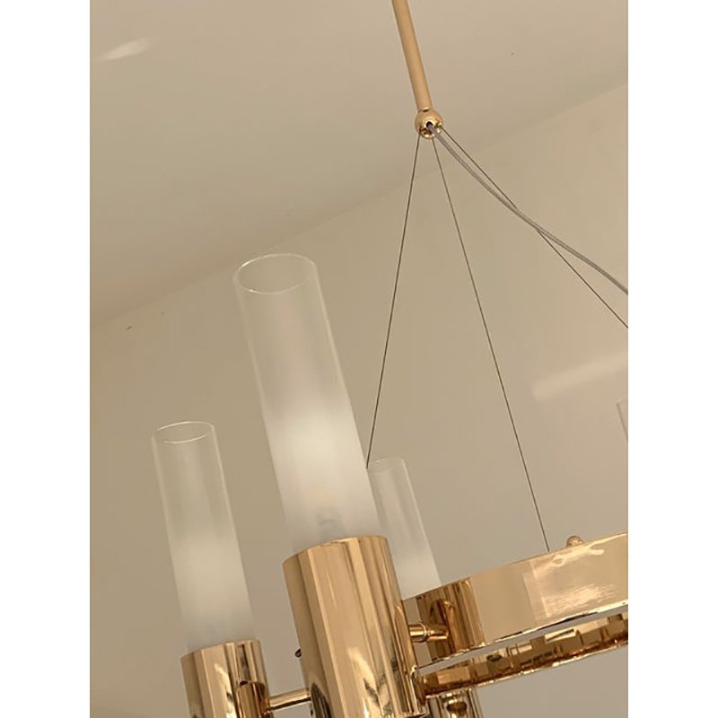 Gold Ring Chandelier with Gradient White and Carrara Marble Glasses by Simoeng