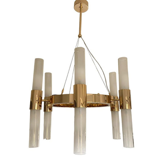 Gold Ring Chandelier with Gradient White Glass by Simoeng