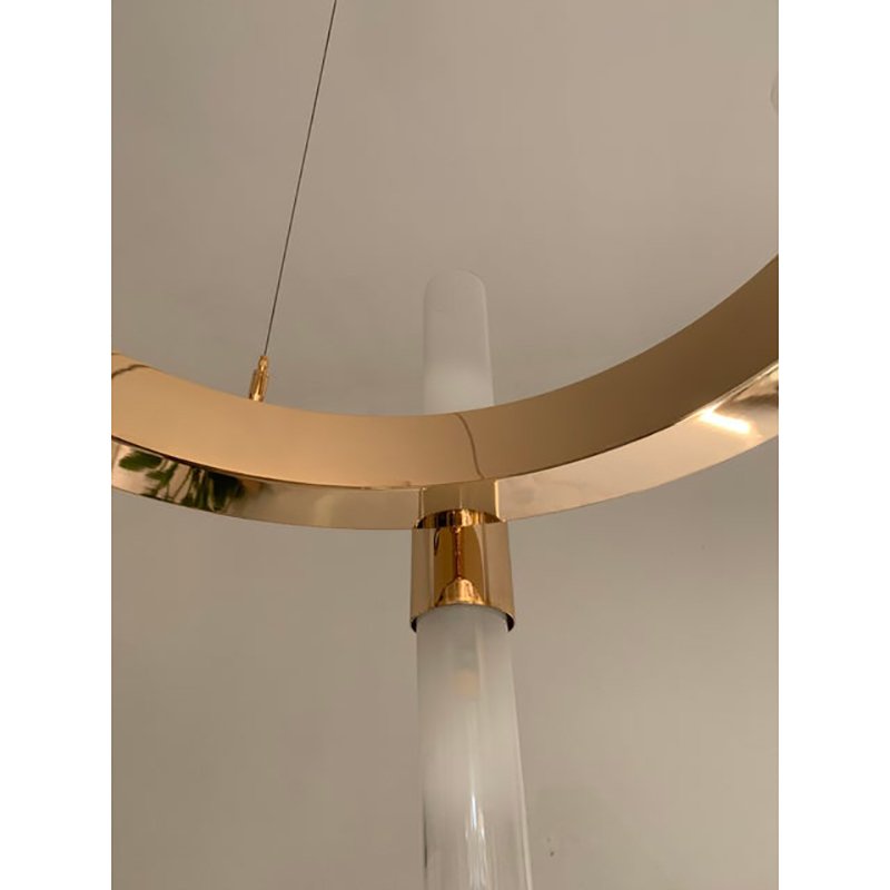 Gold Ring Chandelier with Gradient White Glass by Simoeng