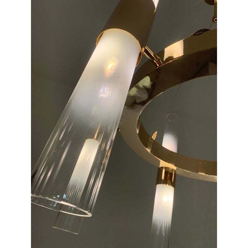 Gold Ring Chandelier with Gradient White Glass by Simoeng