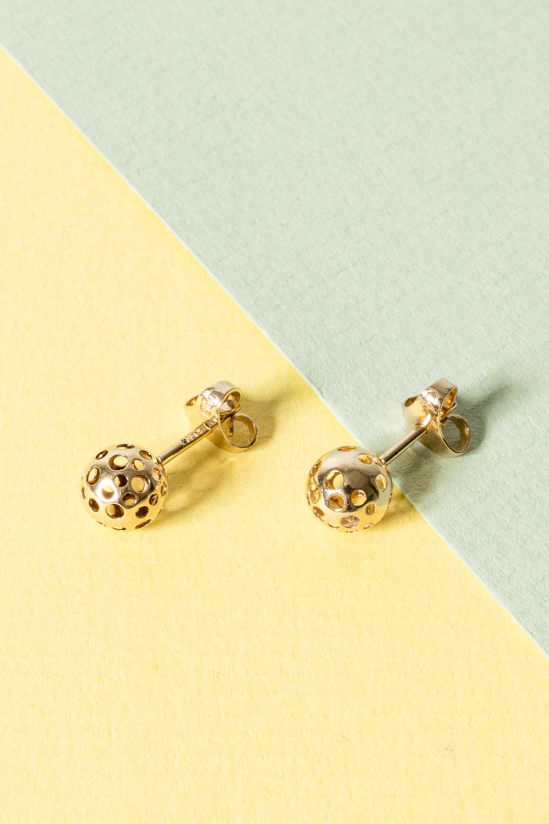 Gold Stud Earrings by Liisa Vitali for Nesto, 1960s, Set of 2