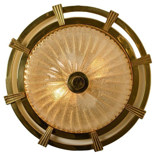 Gold Sun Round Flush Mount from Limburg, 1970s