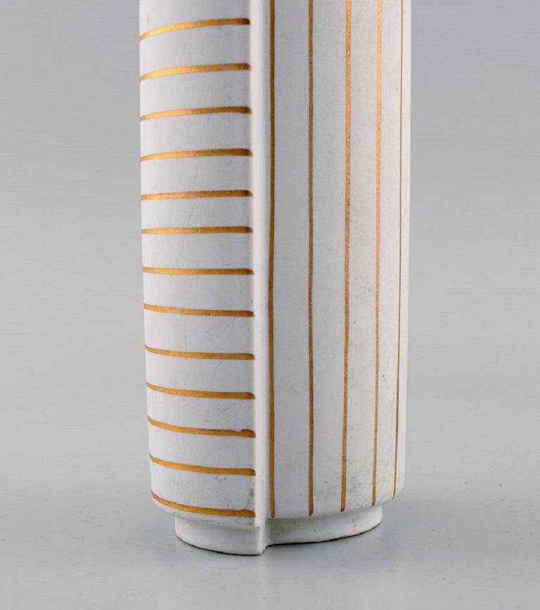 Gold Surrea Ceramic Split Vase by Wilhelm Kåge for Gustavsberg Studio Hand