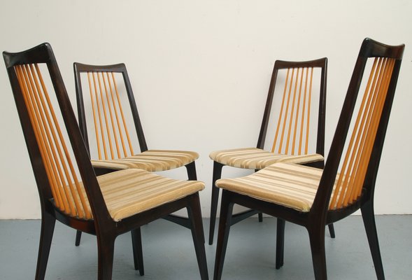 Gold Velour Chairs, 1950s, Set of 4-PF-1183316