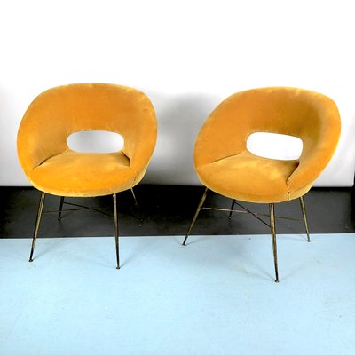 Gold Velvet Armchairs by Silvio Cavatorta, 1950s, Set of 2-OT-993974