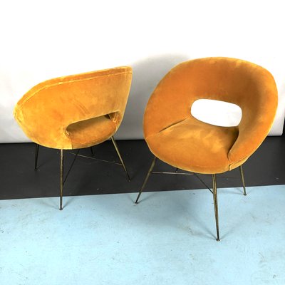 Gold Velvet Armchairs by Silvio Cavatorta, 1950s, Set of 2-OT-993974