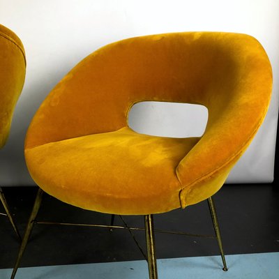 Gold Velvet Armchairs by Silvio Cavatorta, 1950s, Set of 2-OT-993974