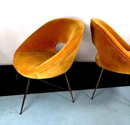 Gold Velvet Armchairs by Silvio Cavatorta, 1950s, Set of 2-OT-993974